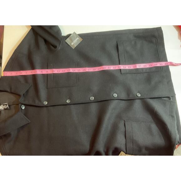 NWT Brandini Men’s Shacket Jacket Black XL Pure Wool Pockets Woolmark - Picture 5 of 8